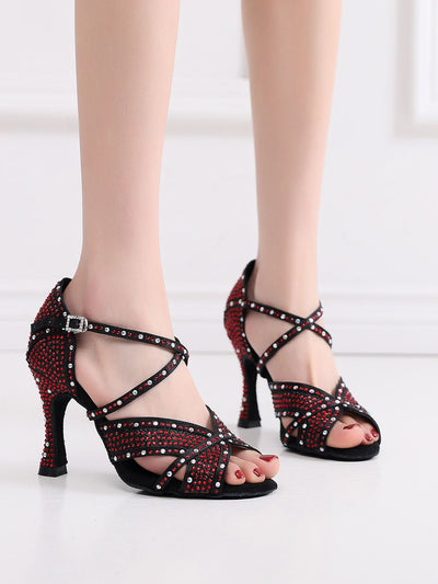 Zapatos de Danza Latina para Mujer con Tacón Alto y Detalles de Cristal - Image 11
