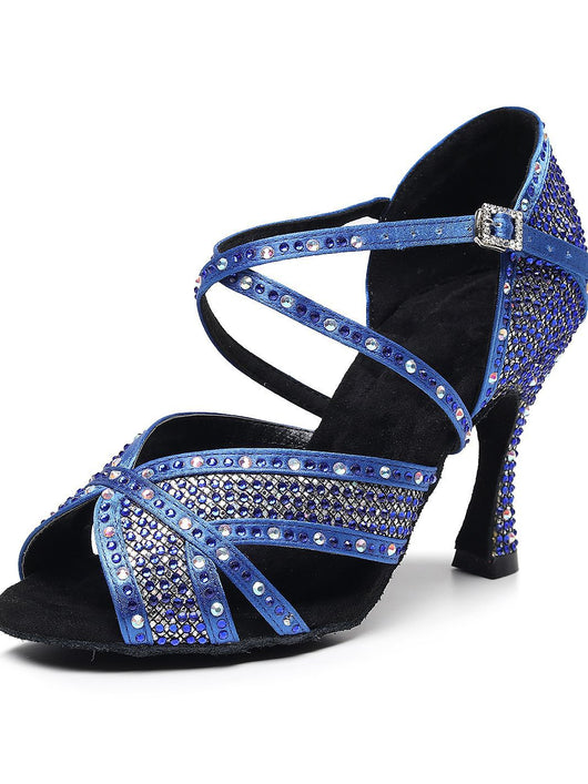 Zapatos de Danza Latina para Mujer con Tacón Alto y Detalles de Cristal - Image 12