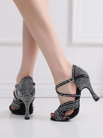 Zapatos de Danza Latina para Mujer con Tacón Alto y Detalles de Cristal - Image 14