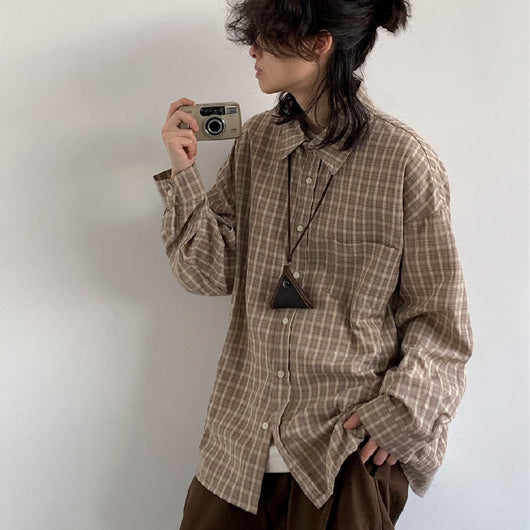 Camisa de Cuadros Retro Manga Larga para Hombre - Image 16