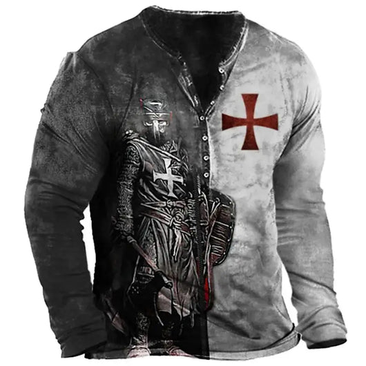 Camiseta Manga Larga para Hombre con Botones de Solapa Abierta e Impresión Digital - Image 51