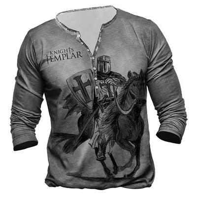 Camiseta Manga Larga para Hombre con Botones de Solapa Abierta e Impresión Digital - Image 52
