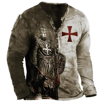 Camiseta Manga Larga para Hombre con Botones de Solapa Abierta e Impresión Digital - Image 59