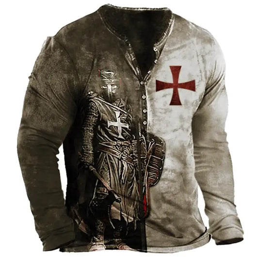 Camiseta Manga Larga para Hombre con Botones de Solapa Abierta e Impresión Digital - Image 59