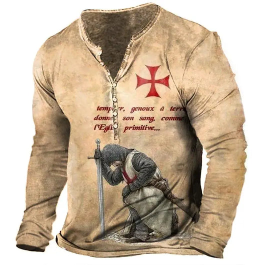 Camiseta Manga Larga para Hombre con Botones de Solapa Abierta e Impresión Digital - Image 60