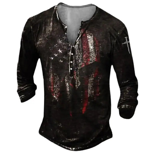 Camiseta Manga Larga para Hombre con Botones de Solapa Abierta e Impresión Digital - Image 65