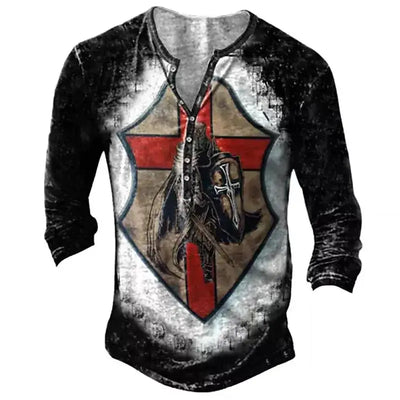 Camiseta Manga Larga para Hombre con Botones de Solapa Abierta e Impresión Digital - Image 69
