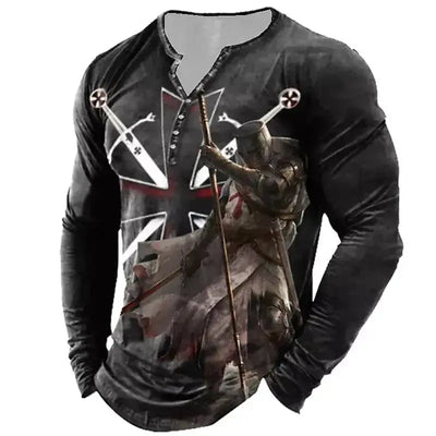 Camiseta Manga Larga para Hombre con Botones de Solapa Abierta e Impresión Digital - Image 73
