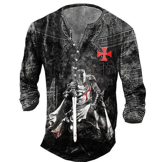 Camiseta Manga Larga para Hombre con Botones de Solapa Abierta e Impresión Digital - Image 74