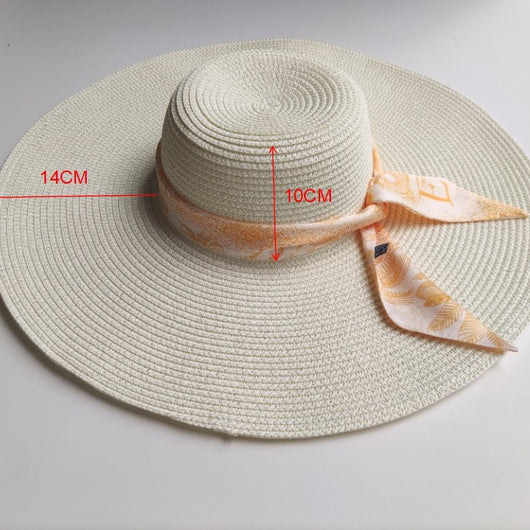 Sombrero de Paja con Ala Ancha 14CM Protección Solar para Playa - Image 6