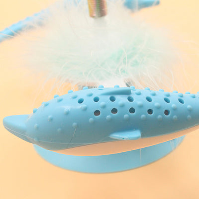 Juguete Interactivo para Gatos - Delfín Giratorio con Plumas y Ventosa - Image 15