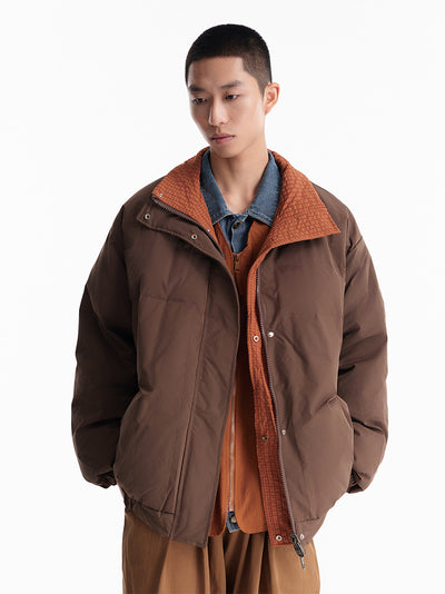 Chaqueta Térmica Reversible Cuadros con Cuello Alto y Plumón para Hombre - Image 14