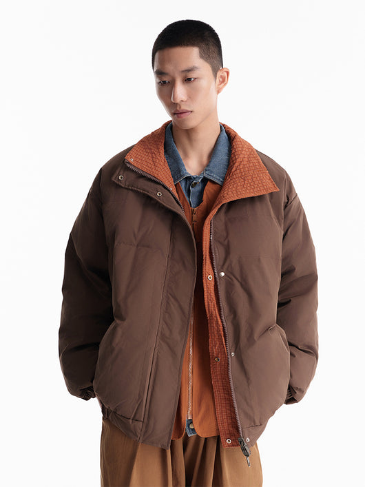 Chaqueta Térmica Reversible Cuadros con Cuello Alto y Plumón para Hombre - Image 14