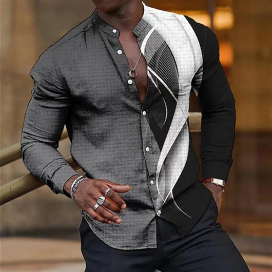 Camisa Estampada de Manga Larga para Hombre - Image 9