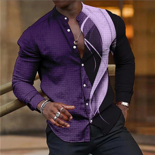 Camisa Estampada de Manga Larga para Hombre - Image 10