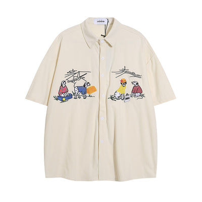Playera Holgada con Bordado Cartoon de Manga Corta - Image 7