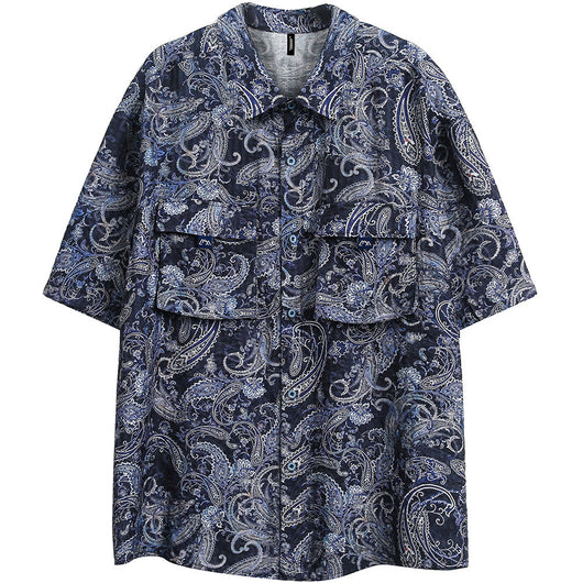 Camisa Casual de Manga Corta con Estampado Paisley para Hombre - Image 18