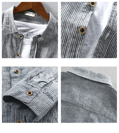Camisa Casual de Lino con Mangas Largas para Hombre - Image 11