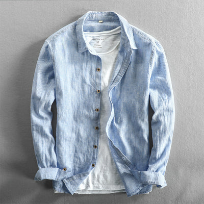 Camisa Casual de Lino con Mangas Largas para Hombre - Image 12