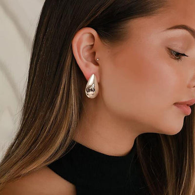 Aretes de Lujo Minimalista con Gota de Metal - Image 23