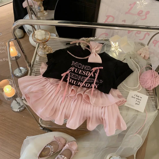 Conjunto Infantil Falda Plisada Estilo Occidental con Camiseta Estampada - Image 16