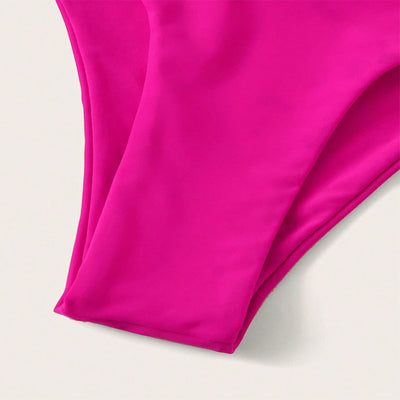 Vibrant blue two-piece bikini with seashell-shaped top and high-cut bottoms, perfect for beach or pool. - Image 13