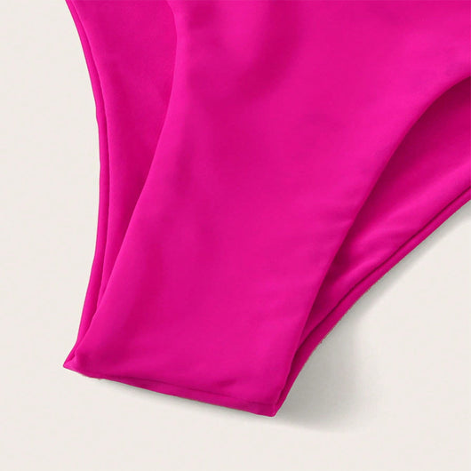 Vibrant blue two-piece bikini with seashell-shaped top and high-cut bottoms, perfect for beach or pool. - Image 13