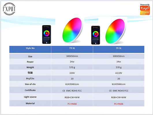 Lámpara de Techo Inteligente RGBCW con WiFi y Control de Intensidad - Image 22