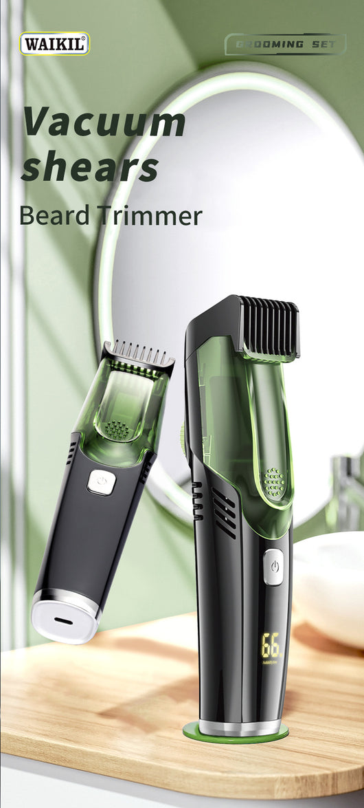 Rechargeable black and blue hair clipper kit with two guide combs, cleaning brush, USB cable, and black storage pouch. - Image 25