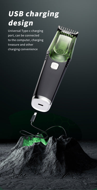 Rechargeable black and blue hair clipper kit with two guide combs, cleaning brush, USB cable, and black storage pouch. - Image 26