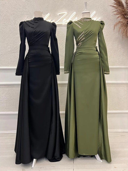 Vestido Islámico Elegante de Manga Larga con Cuello Mao Desmontable - Image 19