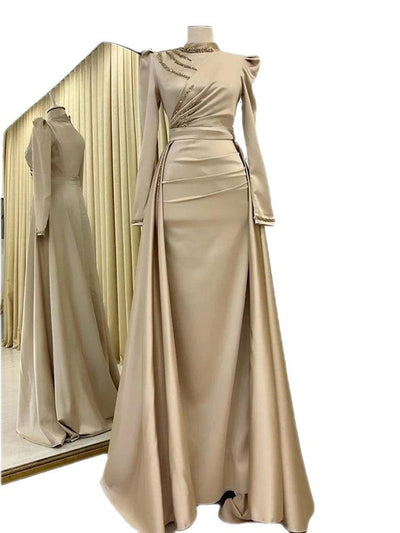 Vestido Islámico Elegante de Manga Larga con Cuello Mao Desmontable - Image 21