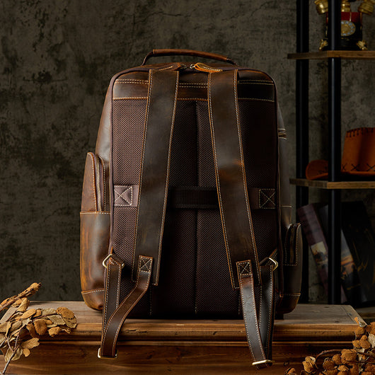 Mochila de Cuero Artesanal Estilo Británico Retro para Hombre - Image 13