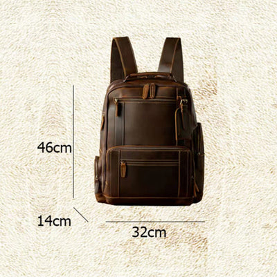 Mochila de Cuero Artesanal Estilo Británico Retro para Hombre - Image 17