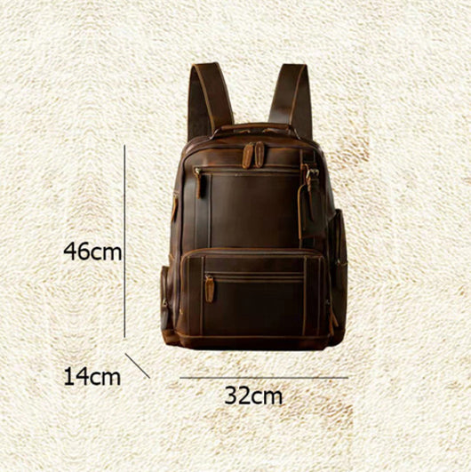 Mochila de Cuero Artesanal Estilo Británico Retro para Hombre - Image 17