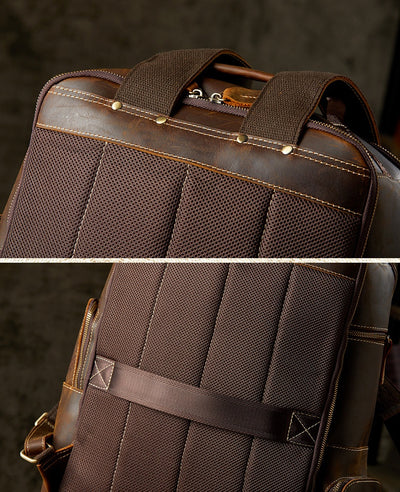 Mochila de Cuero Artesanal Estilo Británico Retro para Hombre - Image 18