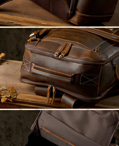 Mochila de Cuero Artesanal Estilo Británico Retro para Hombre - Image 22