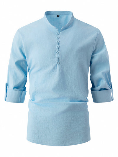 Camisa Casual de Negocios Retro Slim Fit - Algodón y Lino Primavera Otoño - Image 9
