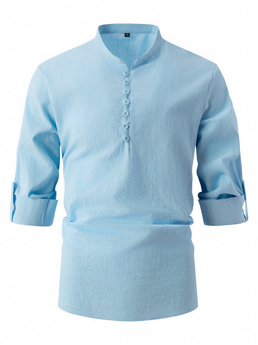 Camisa Casual de Negocios Retro Slim Fit - Algodón y Lino Primavera Otoño - Image 9