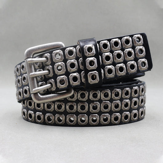 Cinturón de Cuero Genuino para Hombre con Remaches y Detalles Punk - Image 7