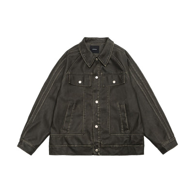 Chaqueta de Cuero PU Estilo Retro Americano Desgastado para Motociclista - Image 21