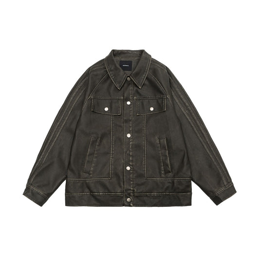 Chaqueta de Cuero PU Estilo Retro Americano Desgastado para Motociclista - Image 21