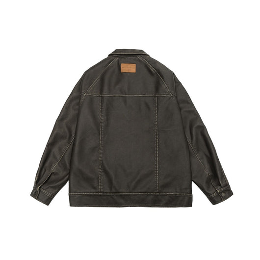 Chaqueta de Cuero PU Estilo Retro Americano Desgastado para Motociclista - Image 22