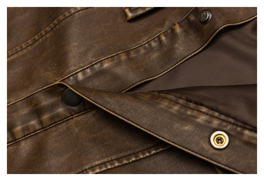 Chaqueta de Cuero PU Estilo Retro Americano Desgastado para Motociclista - Image 28