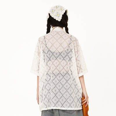 Blusa Calada de Manga Corta en Crochet - Image 10