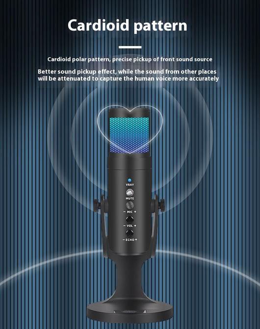 Micrófono Condensador USB con Luz Ambiental RGB Respirable - Image 23
