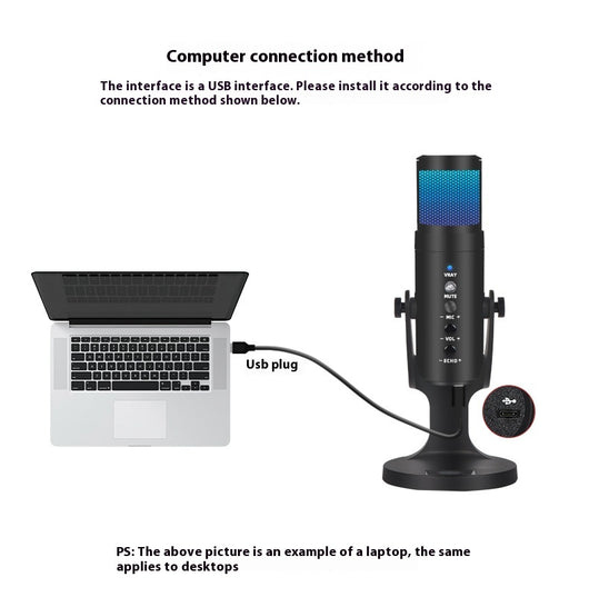 Micrófono Condensador USB con Luz Ambiental RGB Respirable - Image 27