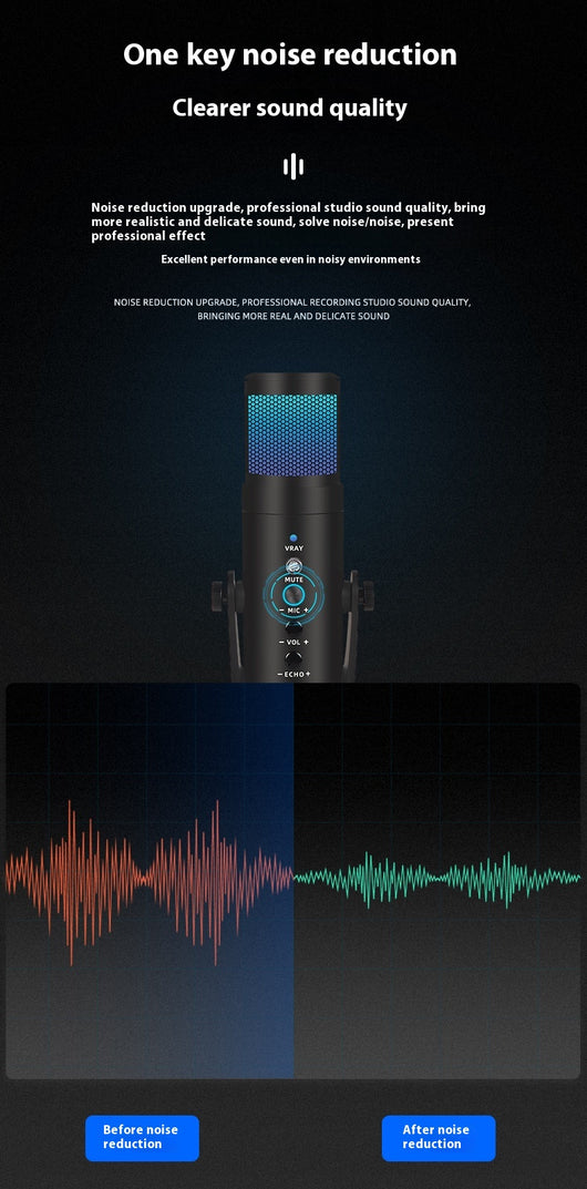 Micrófono Condensador USB con Luz Ambiental RGB Respirable - Image 28