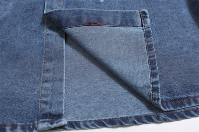 Camisa Denim Lavada con Bordado de Frutas - Manga Corta - Image 18