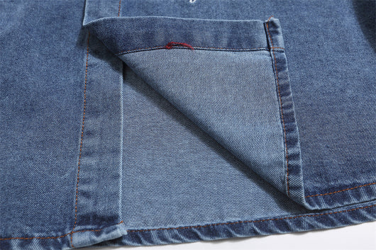 Camisa Denim Lavada con Bordado de Frutas - Manga Corta - Image 18